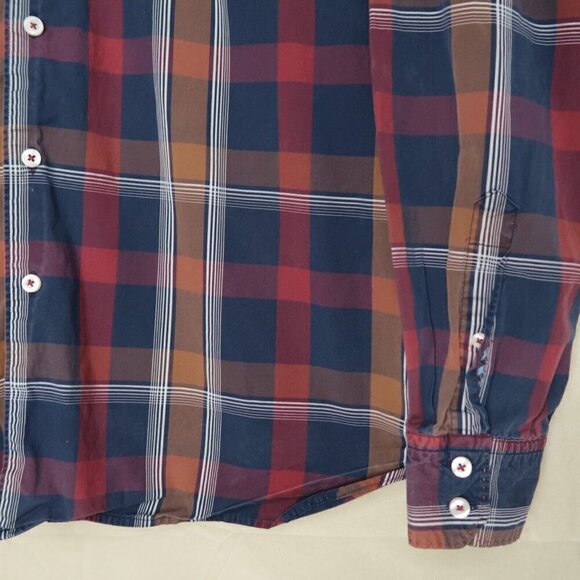Tommy Bahama Shirt Button Up Red Blue Plaid Long Sleeve Casual Cotton Men's XL - Picture 4 of 10